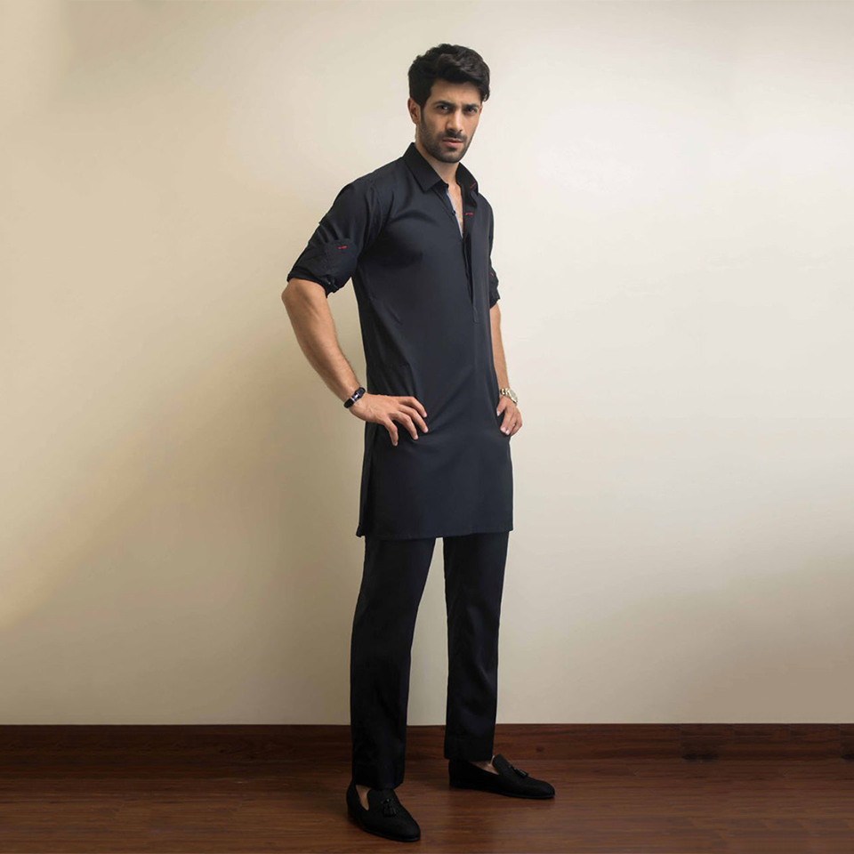 Black Cotton Kurta