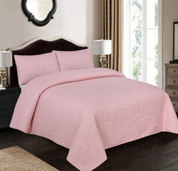 BABY PINK BEDSPREAD SET - 3 PCS (PREMIUM)