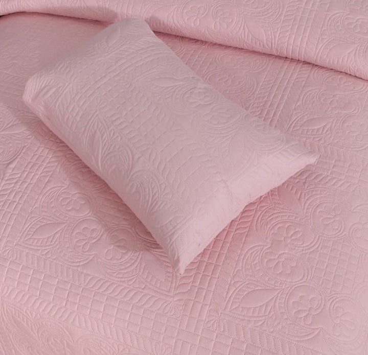 BABY PINK BEDSPREAD SET - 3 PCS (PREMIUM)