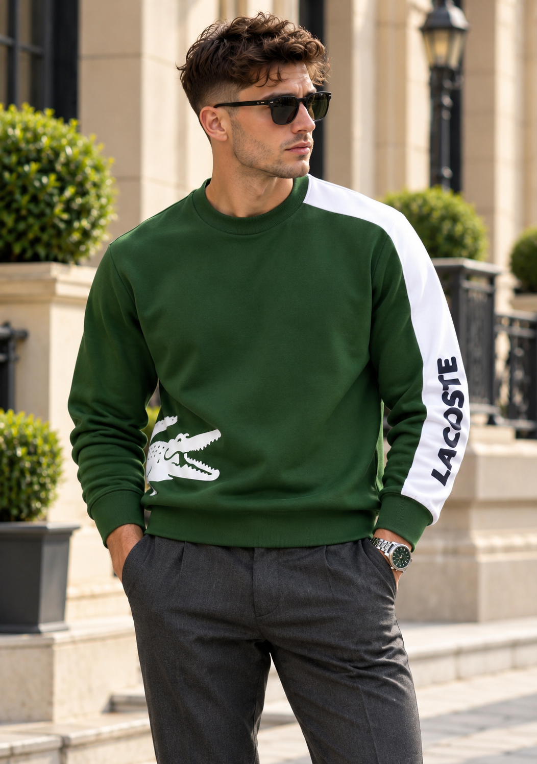 Lacoste Graphic Sweatshirt  - Olive Green