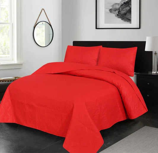 RED BEDSPREAD SET - 3 PCS (PREMIUM)