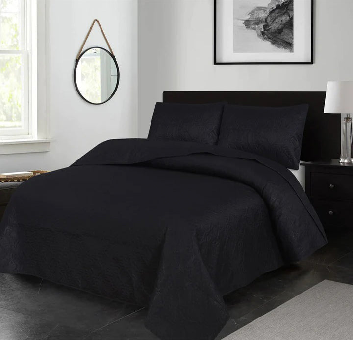 BLACK BEDSPREAD SET - 3 PCS (PREMIUM)