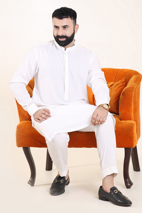 Premium Wash n Wear Suit - Hue White