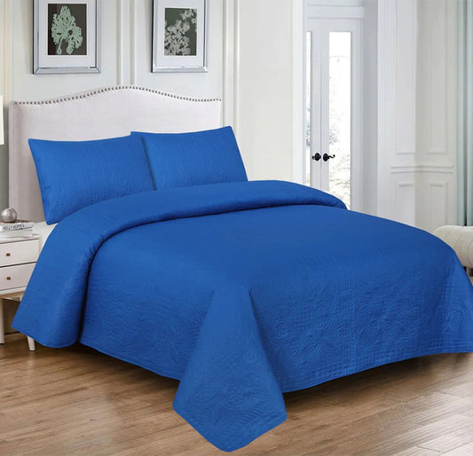 ROYAL BLUE BEDSPREAD SET - 3 PCS (PREMIUM)