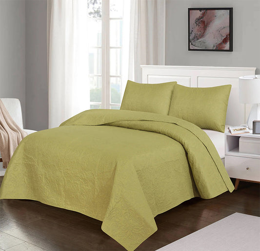 S.GREEN BEDSPREAD SET - 3 PCS (PREMIUM)