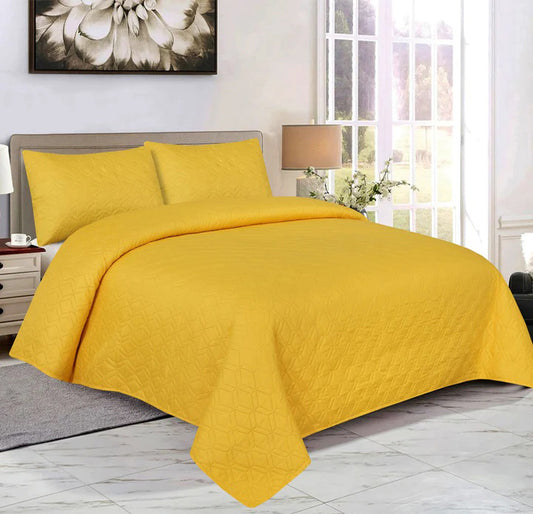 YELLOW BEDSPREAD SET - 3 PCS (PREMIUM)