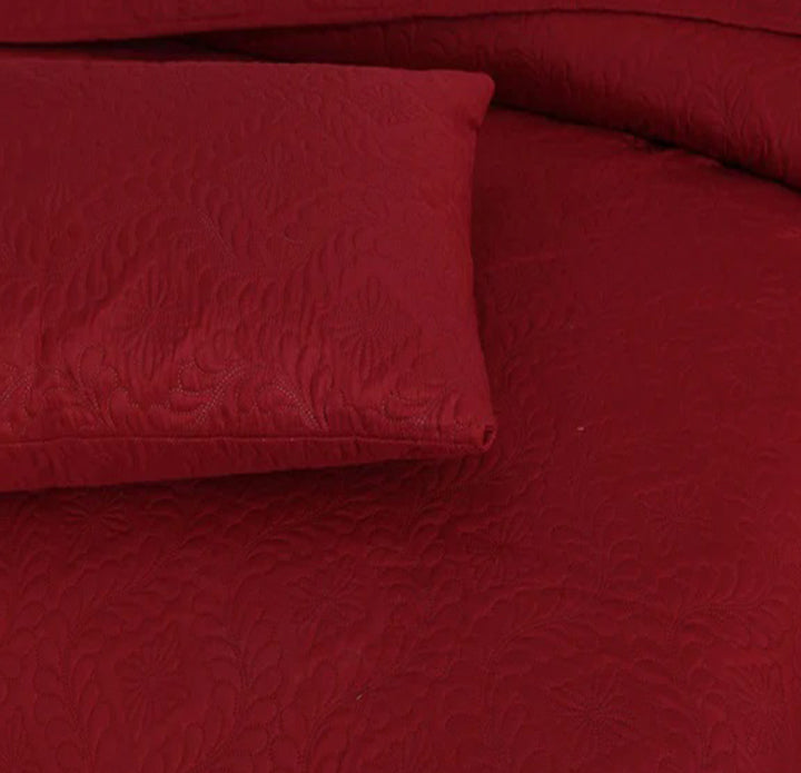 MAROON BEDSPREAD SET - 3 PCS (PREMIUM)