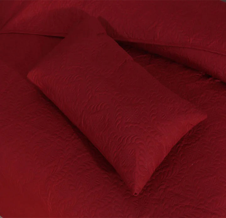 MAROON BEDSPREAD SET - 3 PCS (PREMIUM)