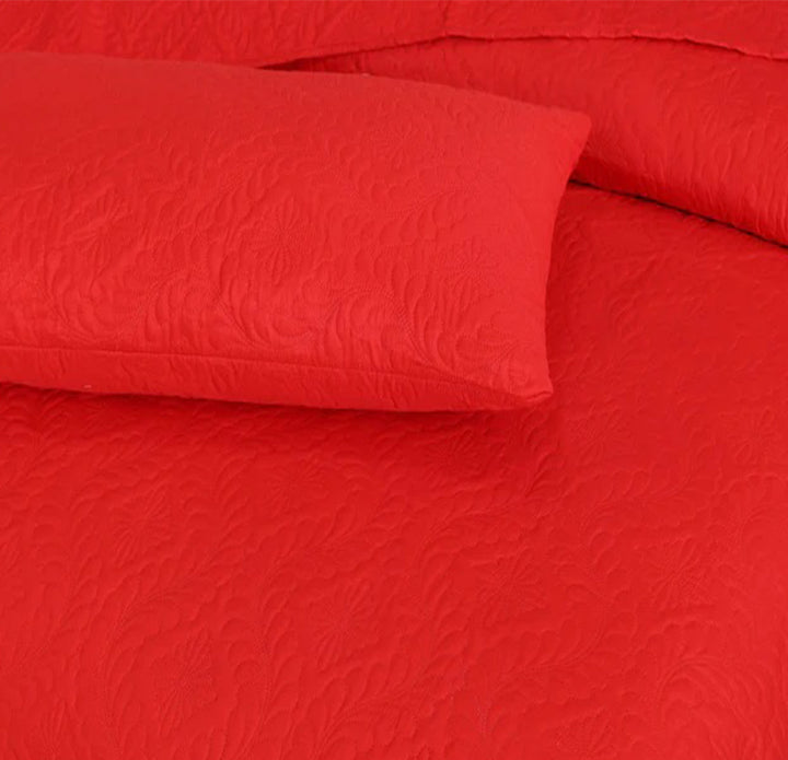 RED BEDSPREAD SET - 3 PCS (PREMIUM)