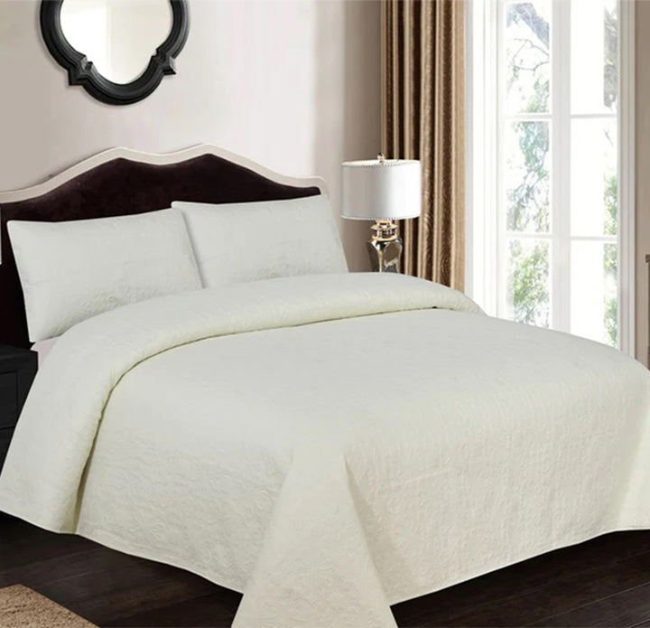 OFF WHITE BEDSPREAD SET - 3 PCS (PREMIUM)