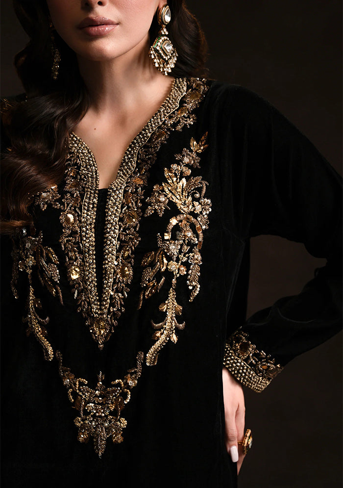 BLACK VELVET KAFTAN