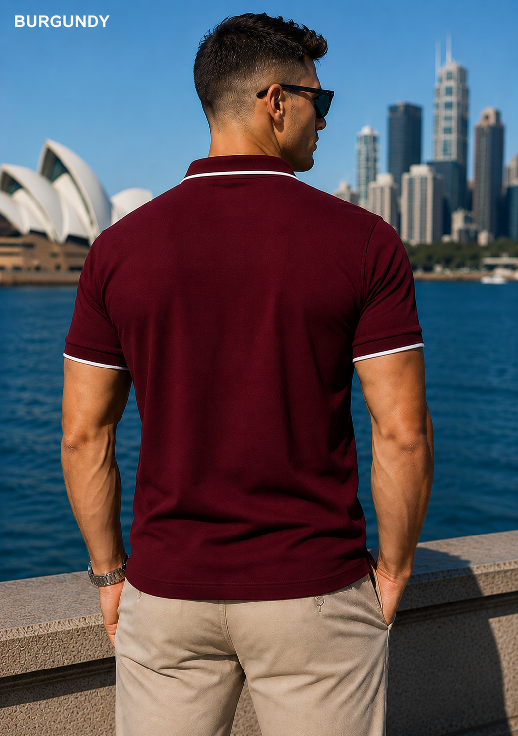 Lacoste Stripe Collar Polo Shirt - Burgundy