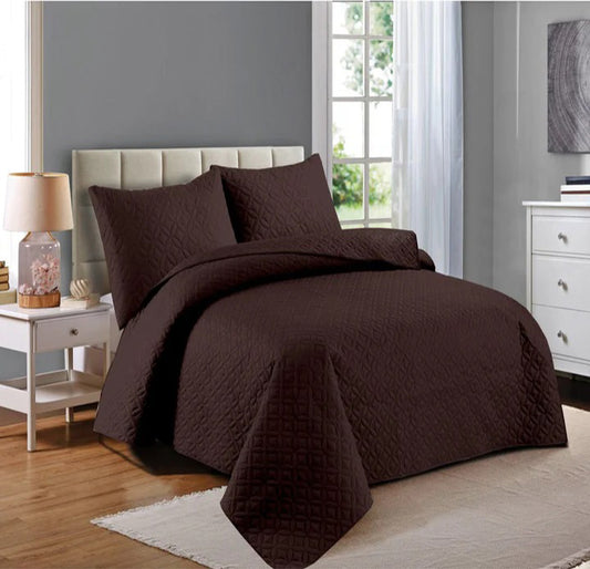 D.BROWN BEDSPREAD SET - 3 PCS (PREMIUM)