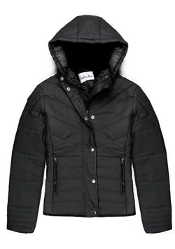 Hooded Gilet Full Sleeve Jacket for Women-Black