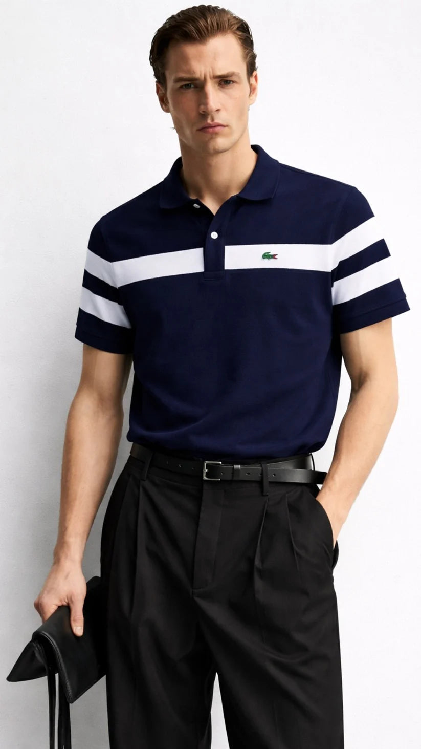Lacoste Piqué Cotton Polo Shirt - Navy Blue