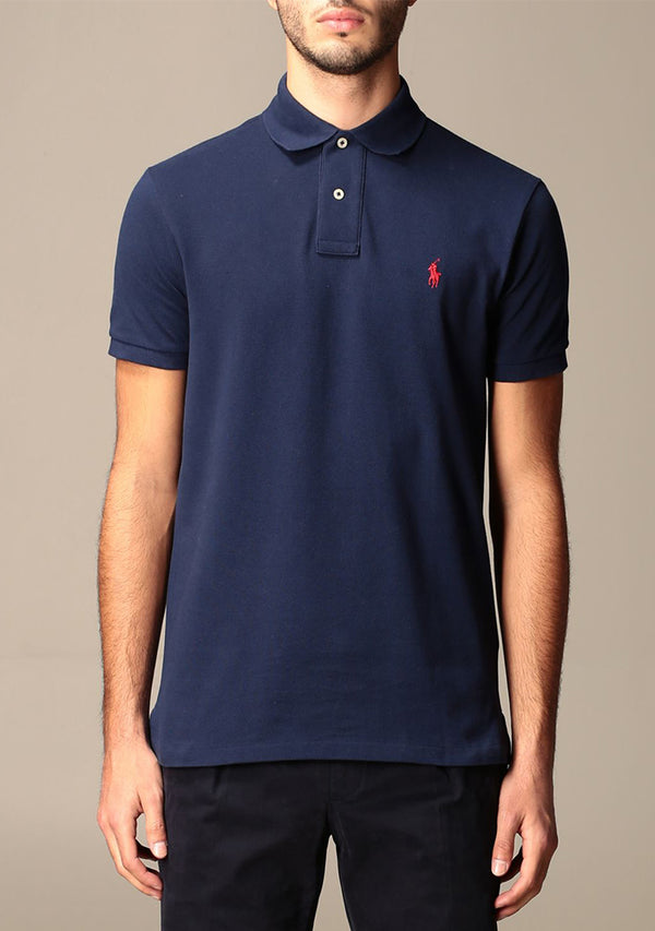 Ralph Lauren Piqué Cotton Polo Shirt - Navy Blue