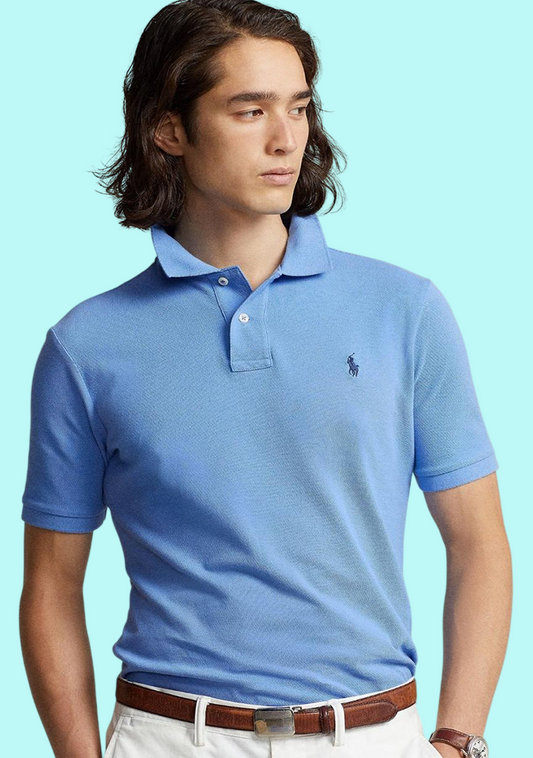 Ralph Lauren Piqué Cotton Polo Shirt - Sky Blue