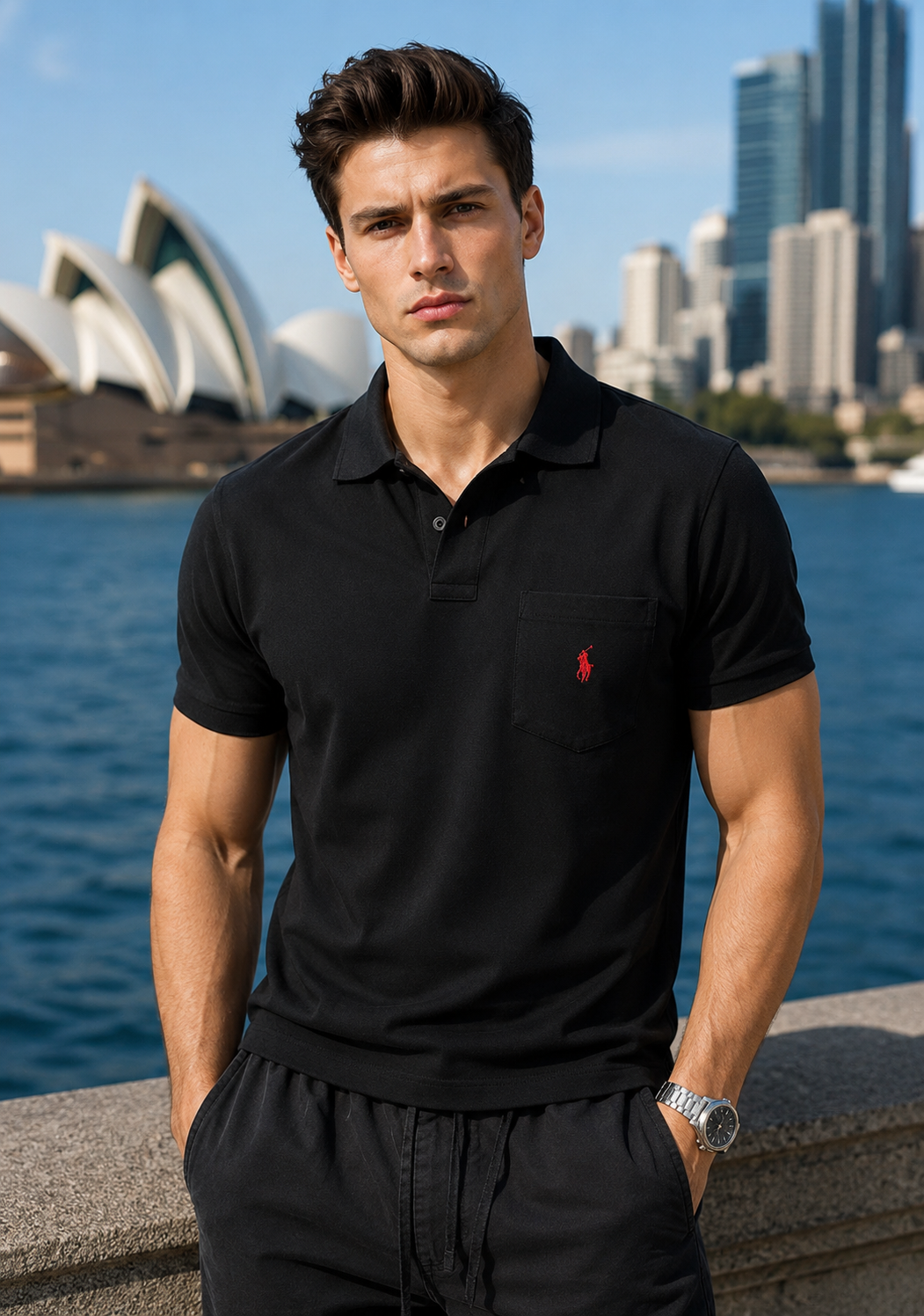 Ralph Lauren Jersey Pocket Polo - Black