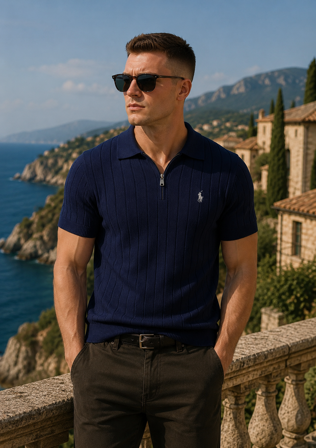 Ralph Lauren Premium Knitted Polo - Navy Blue