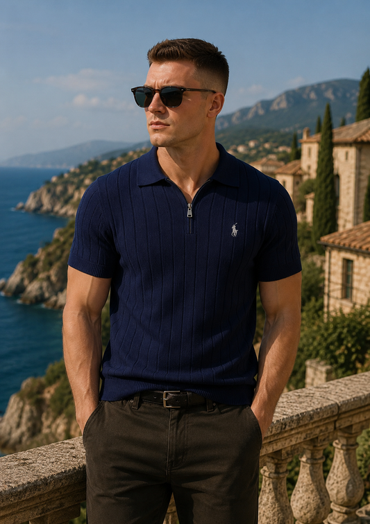 Ralph Lauren Premium Knitted Polo - Navy Blue
