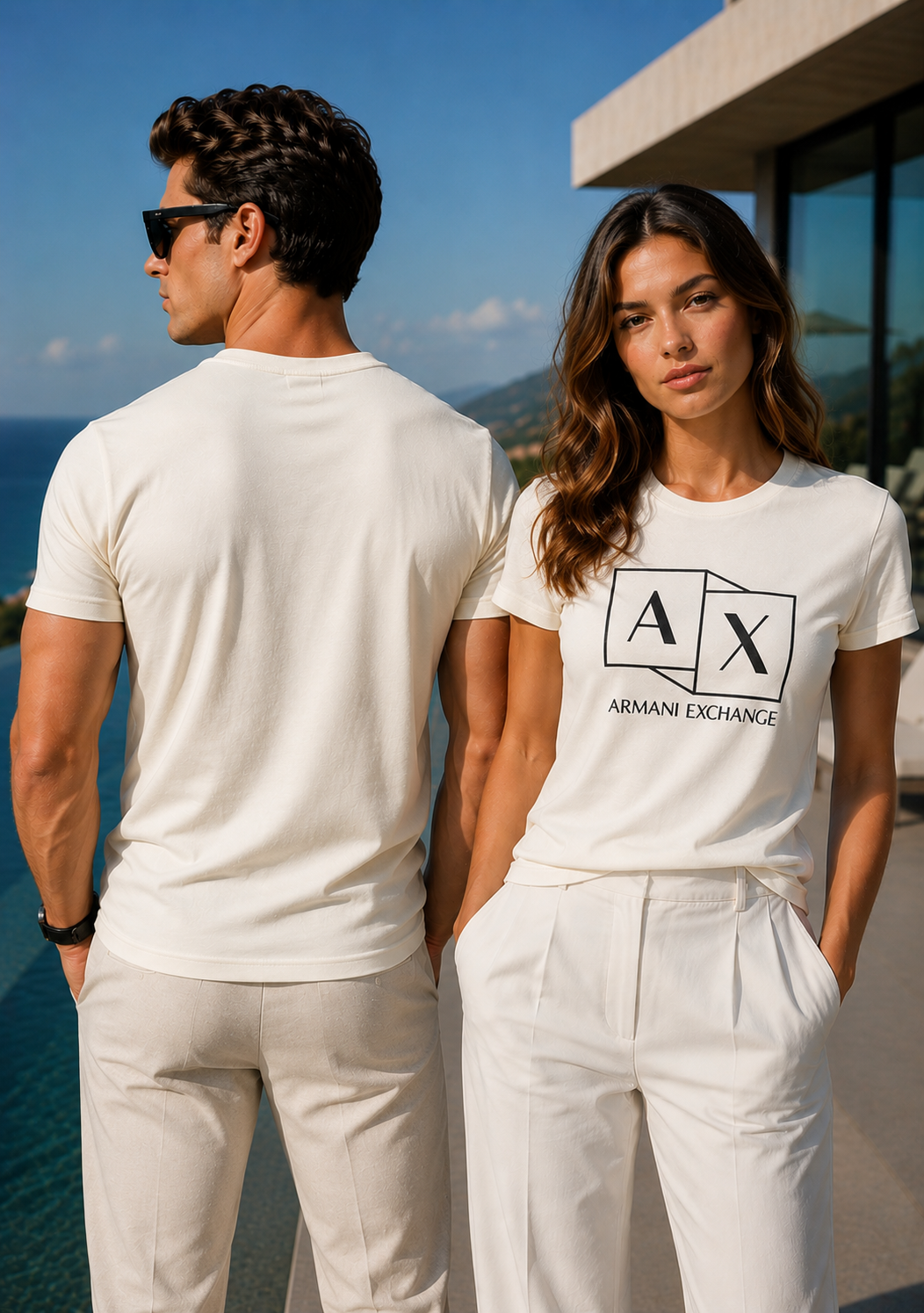 ARMANI EXCHANGE COTTON JERSEY T-SHIRT - STONE WHITE