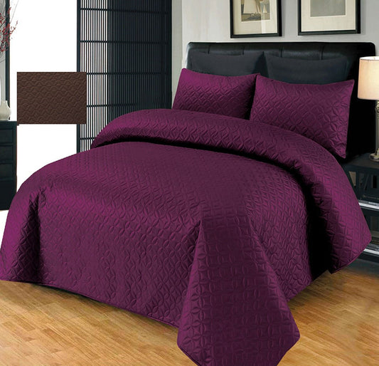 PURPLE BEDSPREAD SET - 3 PCS (PREMIUM)