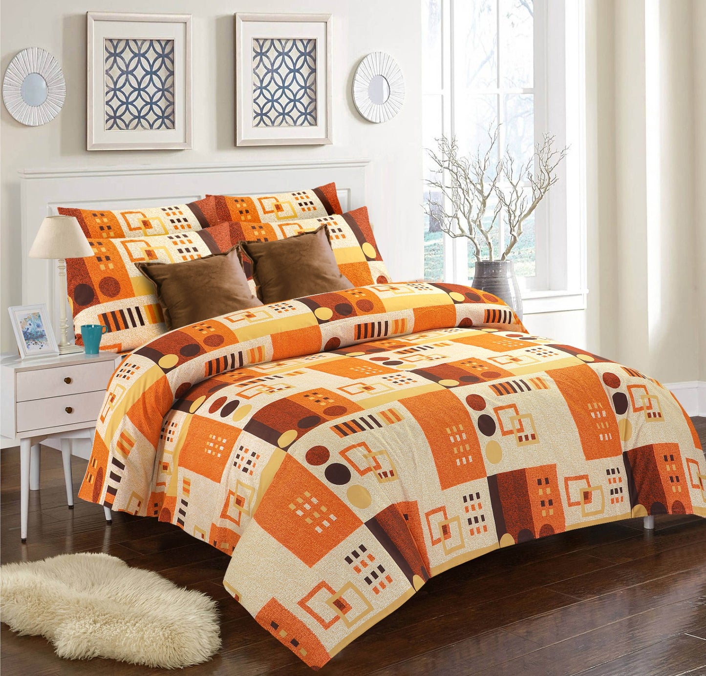 5 PCs Bed Spread Set-Block Print