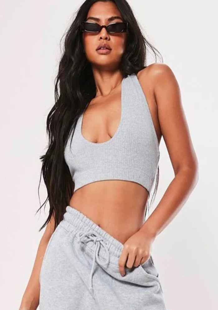 Misguided Halter Neck Bralette - Grey