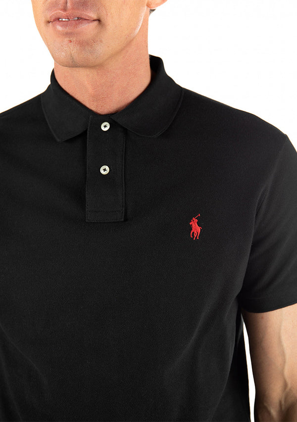 Ralph Lauren Piqué Cotton Polo Shirt - Black