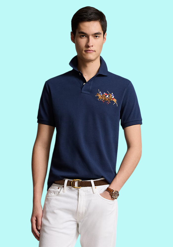 Ralph Lauren Piqué Cotton Triple Pony - Navy